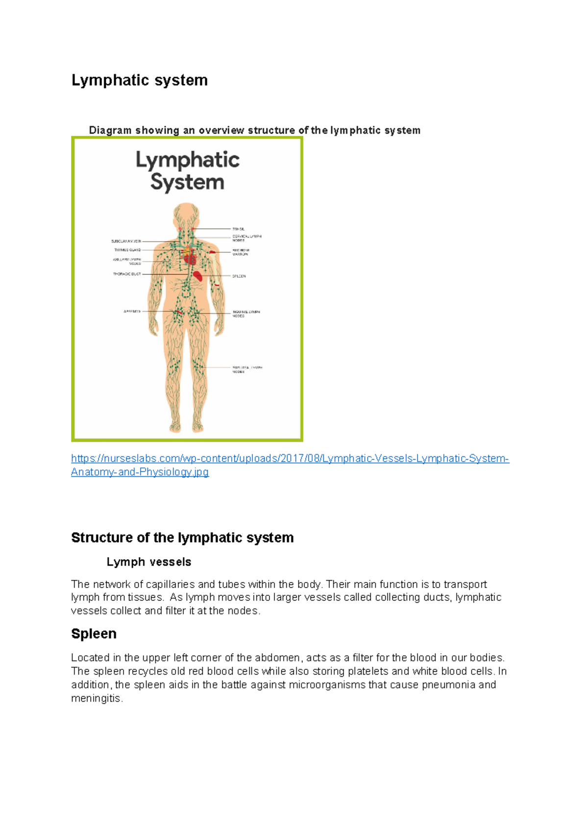 Document Lymphatic system - Lymphatic system Diagram showing an ...