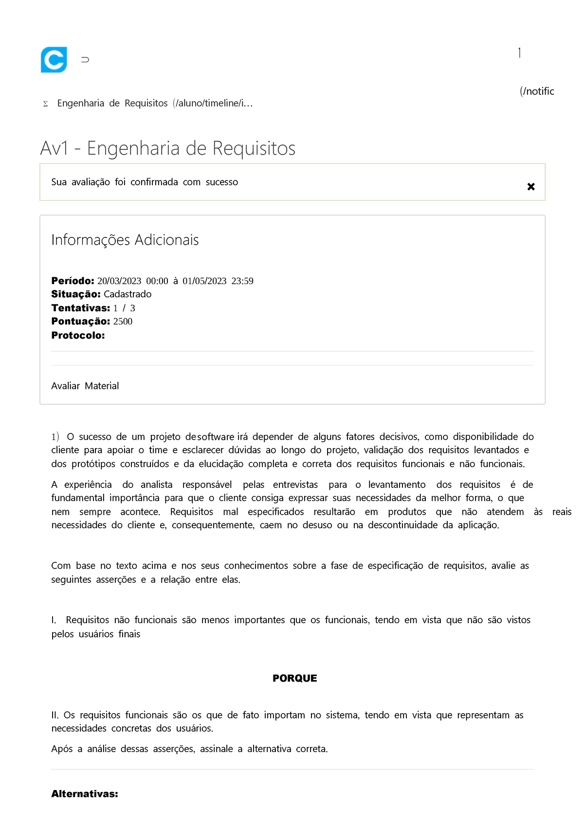 Av Engenharia De Requisitos Engenharia De Requisitos Aluno