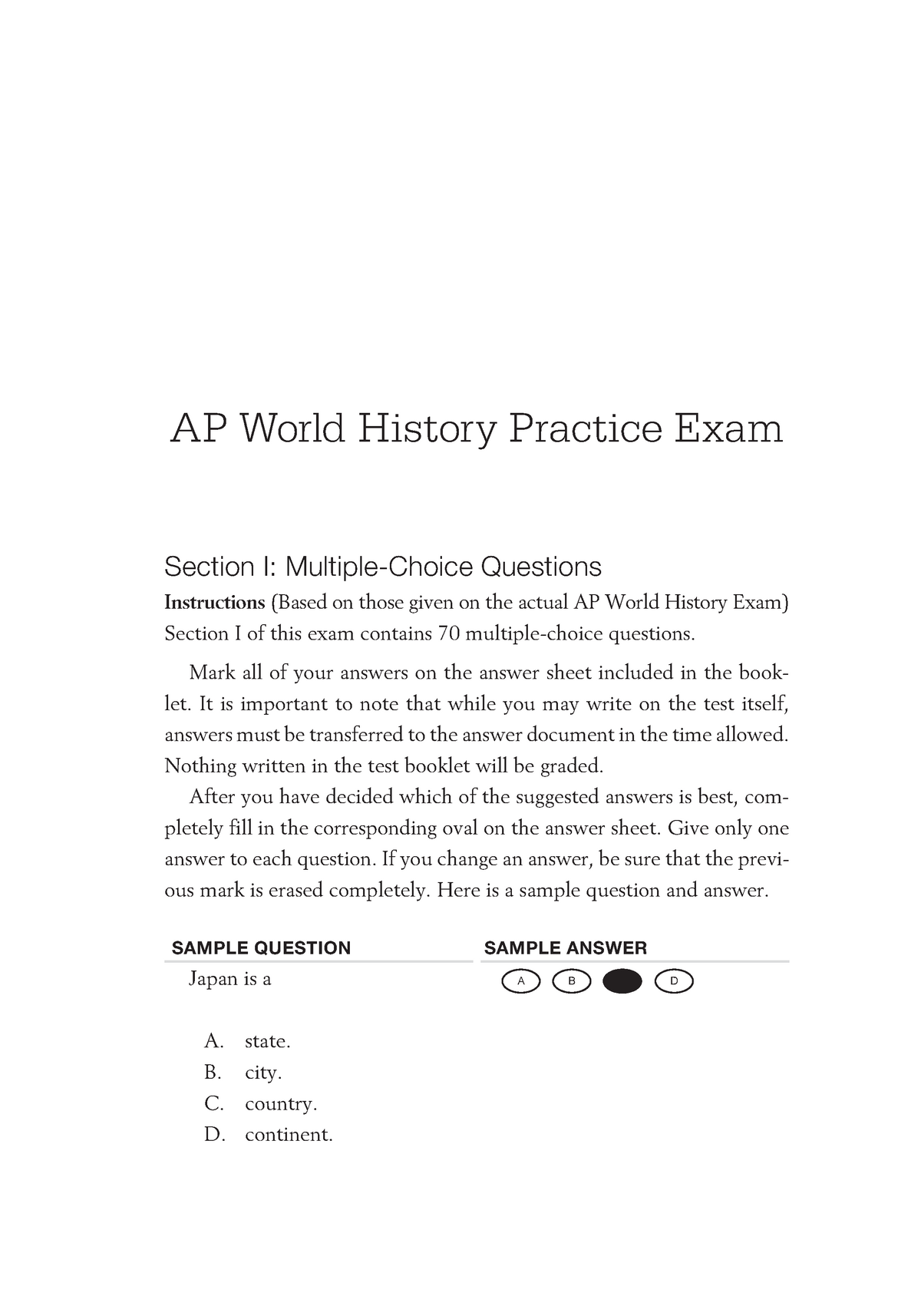 Apworldhist mult choice practice 4 possible answers instead of 5 AP