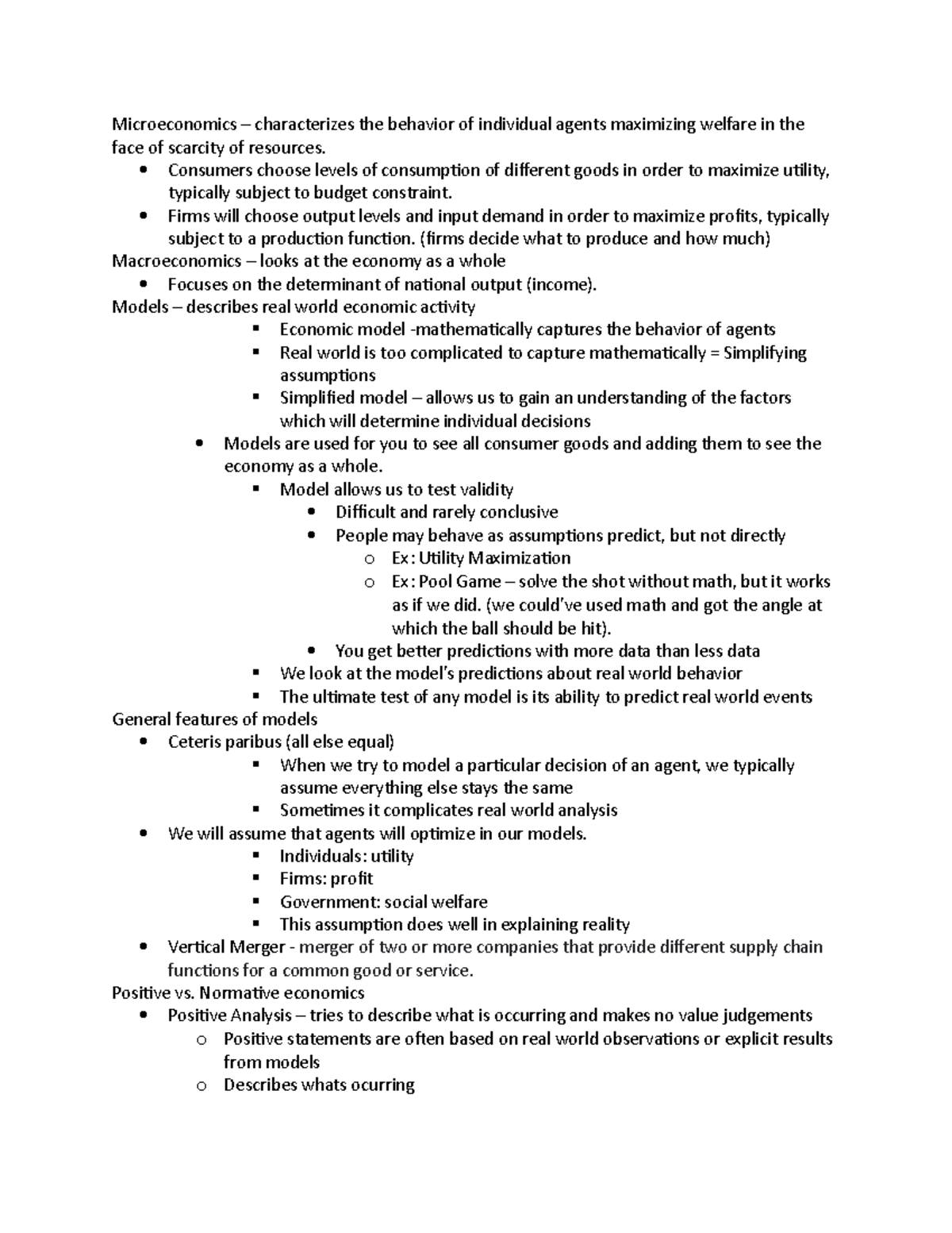 Intro to Economics Notes - Microeconomics – characterizes the behavior ...