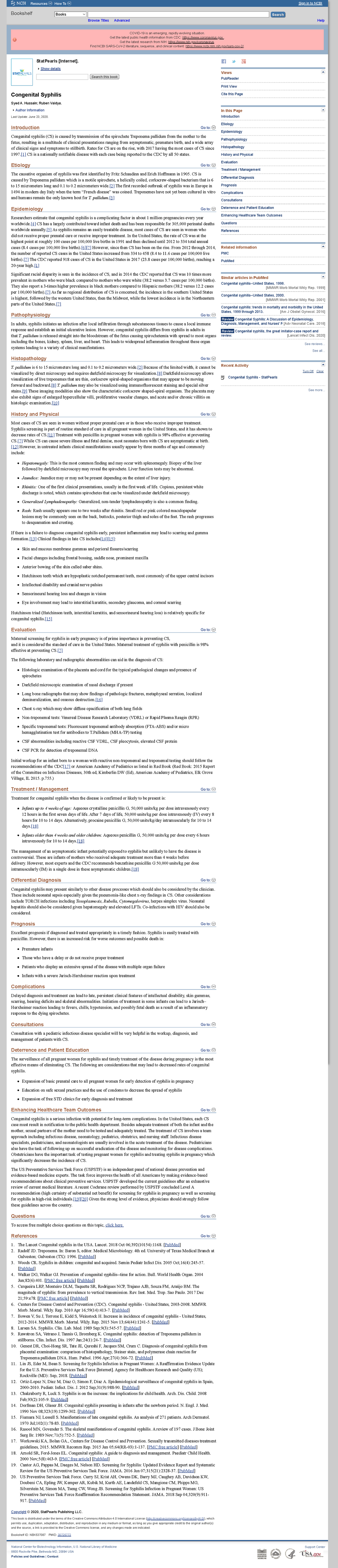 Congenital Syphilis - Stat Pearls - NCBI Bookshelf - Resources How To ...