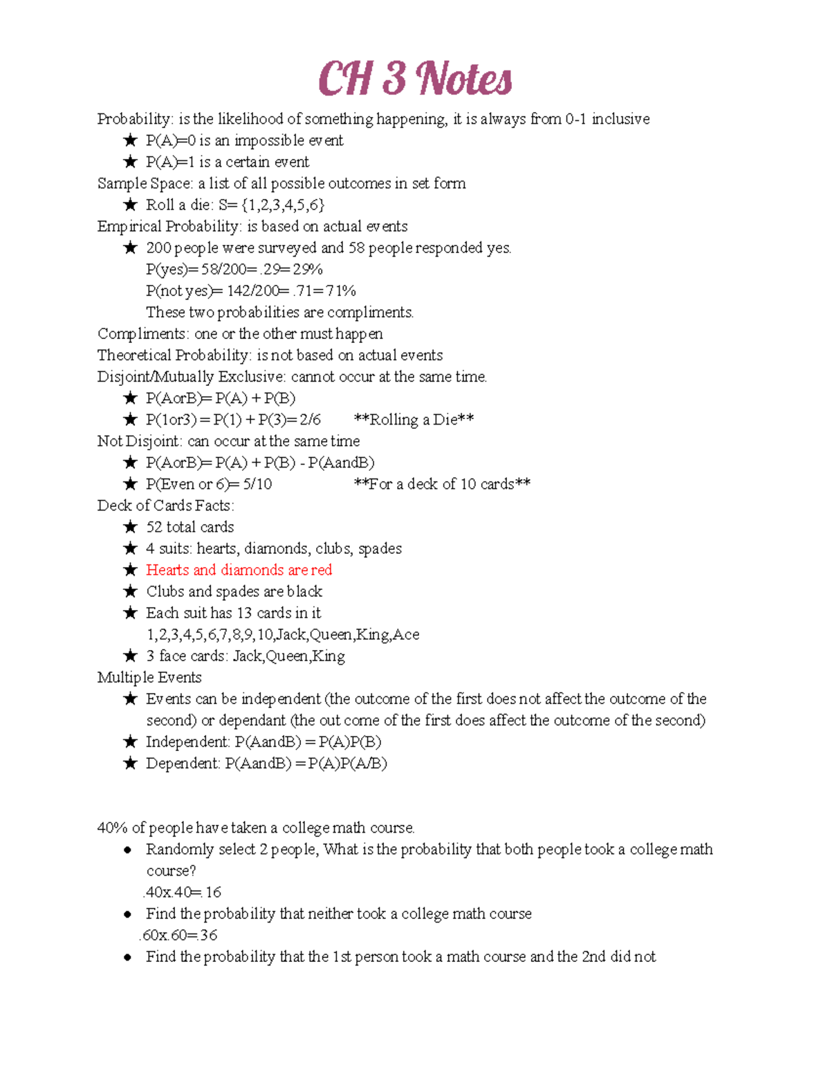 Prob and Stat Ch 3 Notes - Mrs.Krise - CH 3 Notes Probability: is the ...