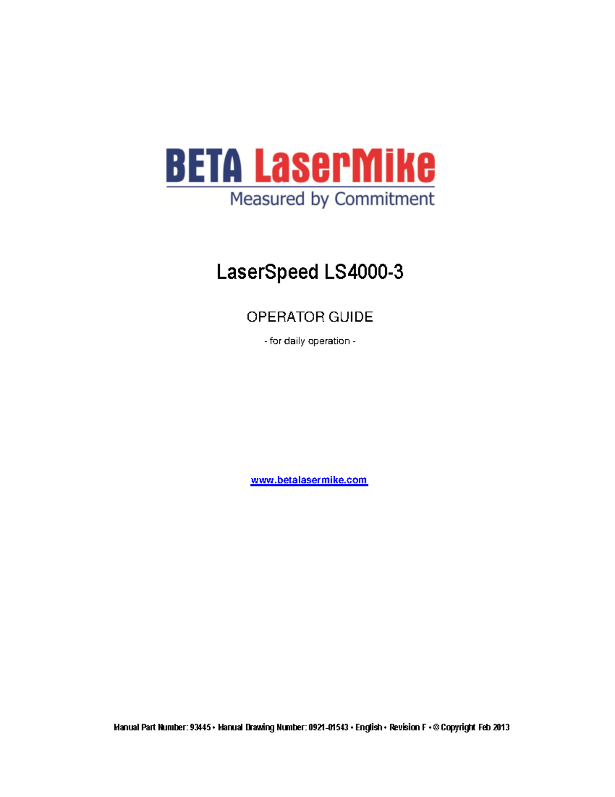 LS4000-3 English Guide Rev F - LaserSpeed LS4000- OPERATOR GUIDE for ...