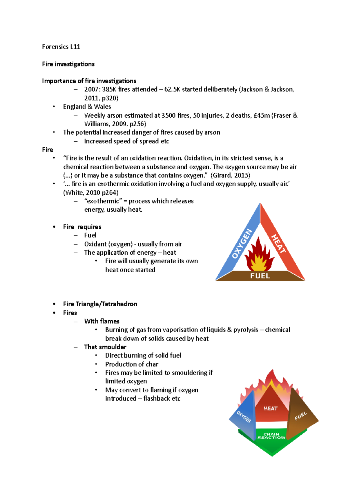 Lecture 11- Fire Investigation - Forensics L Fire Investigations ...