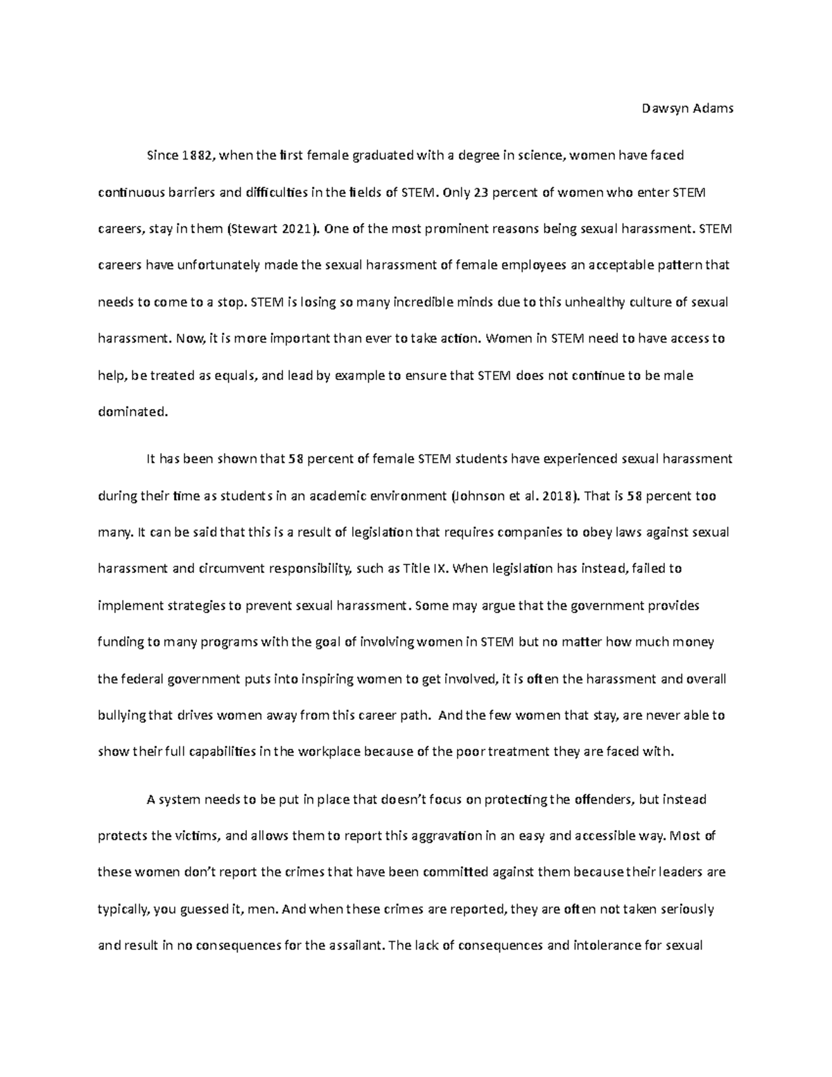 Final Position Paper - Argumentative essay. - Dawsyn Adams Since 1882 ...