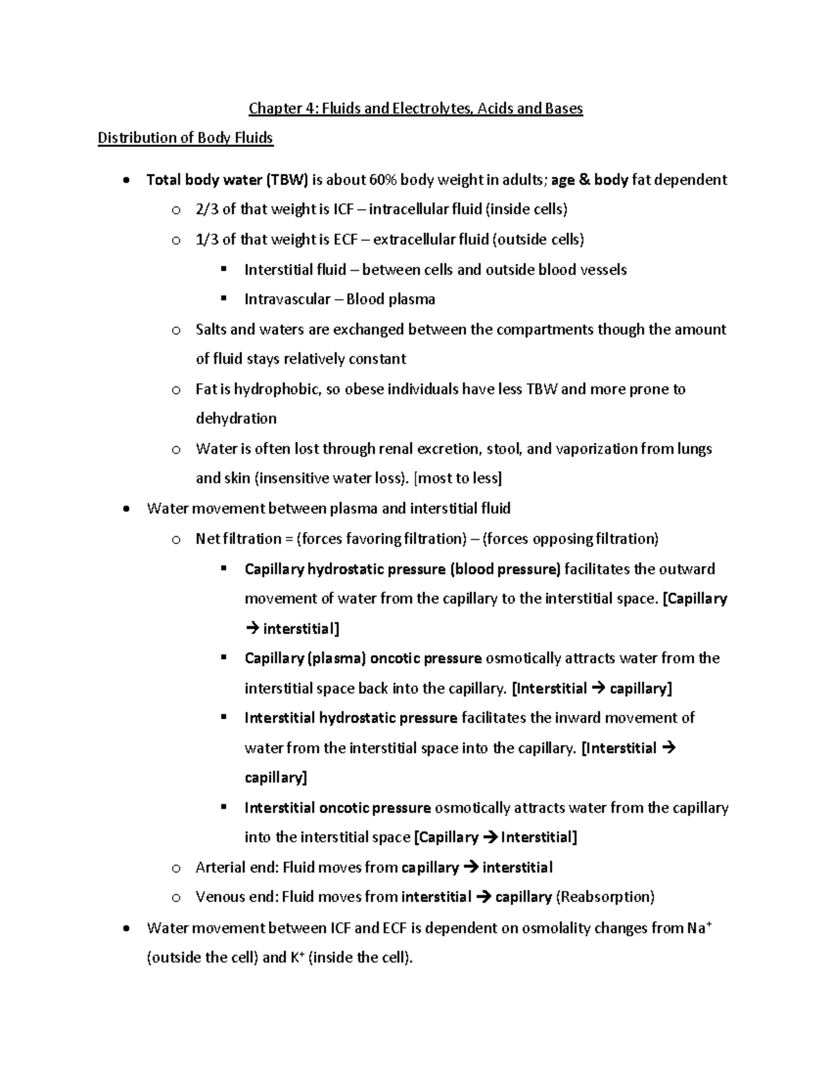 Patho Chapter 4 - Chapter 4: Fluids and Electrolytes, Acids and Bases ...