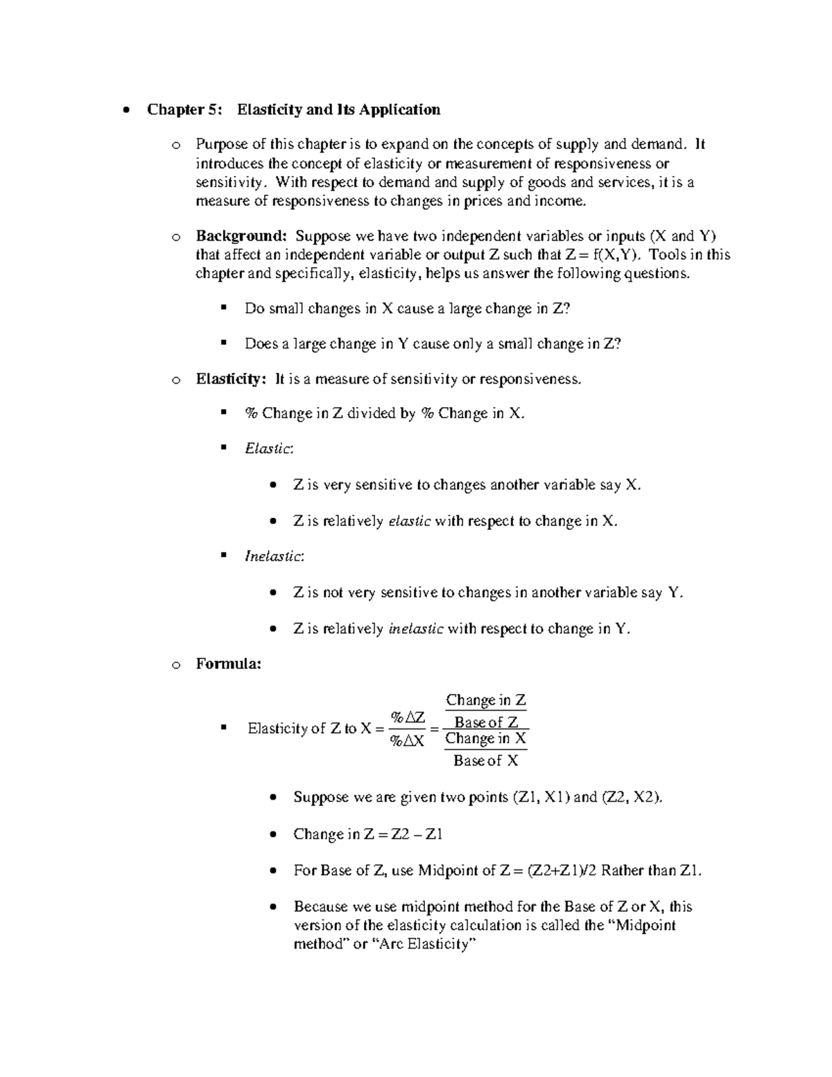 Notes 5 - note - Chapter 5: Elasticity and Its Application o Purpose of ...