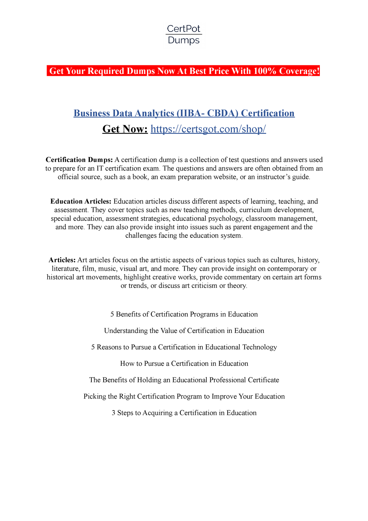 Business Data Analytics (IIBA CBDA) Certification Get Your Required