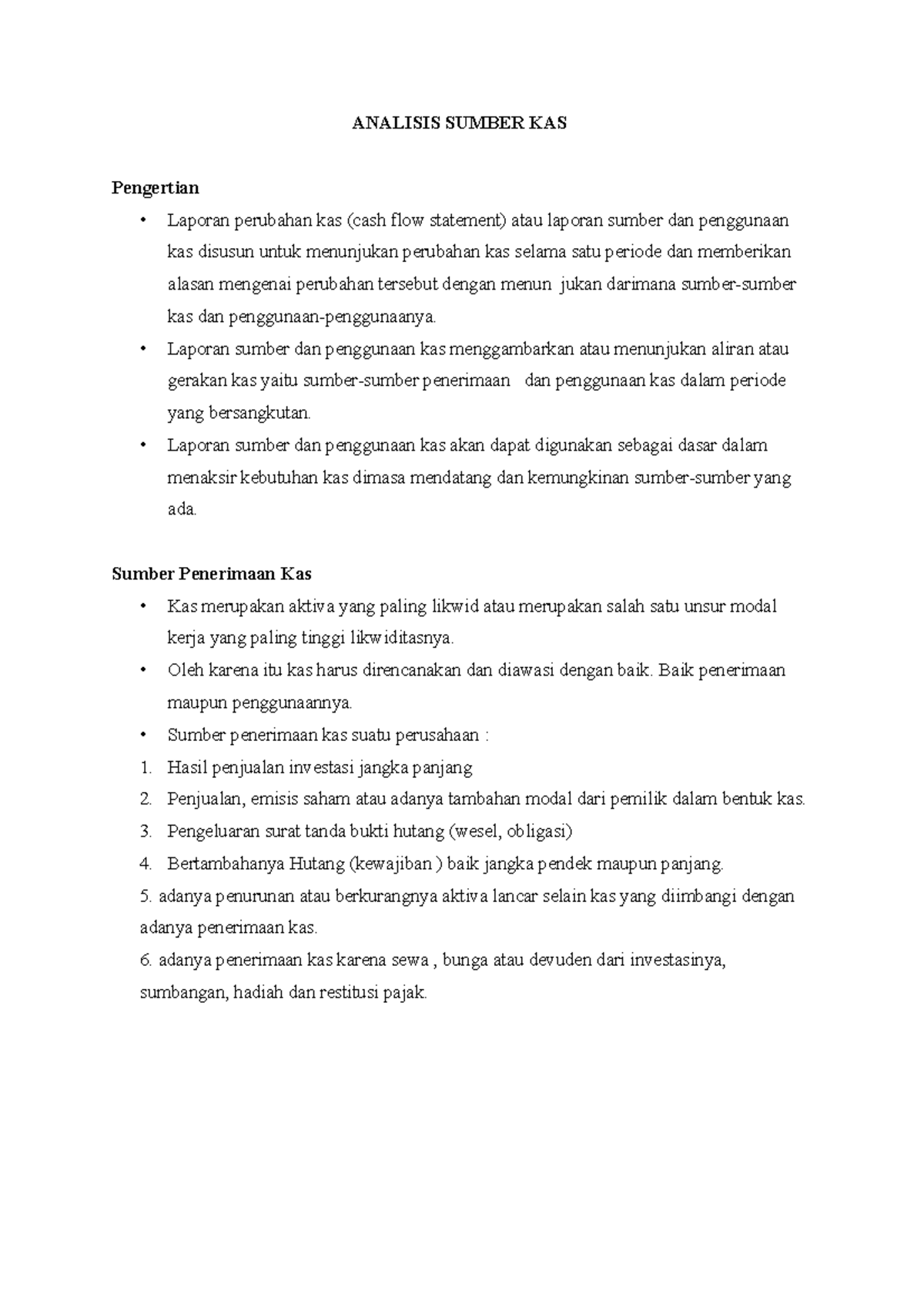 Analisis Sumber Kas - ANALISIS SUMBER KAS Pengertian - Laporan ...