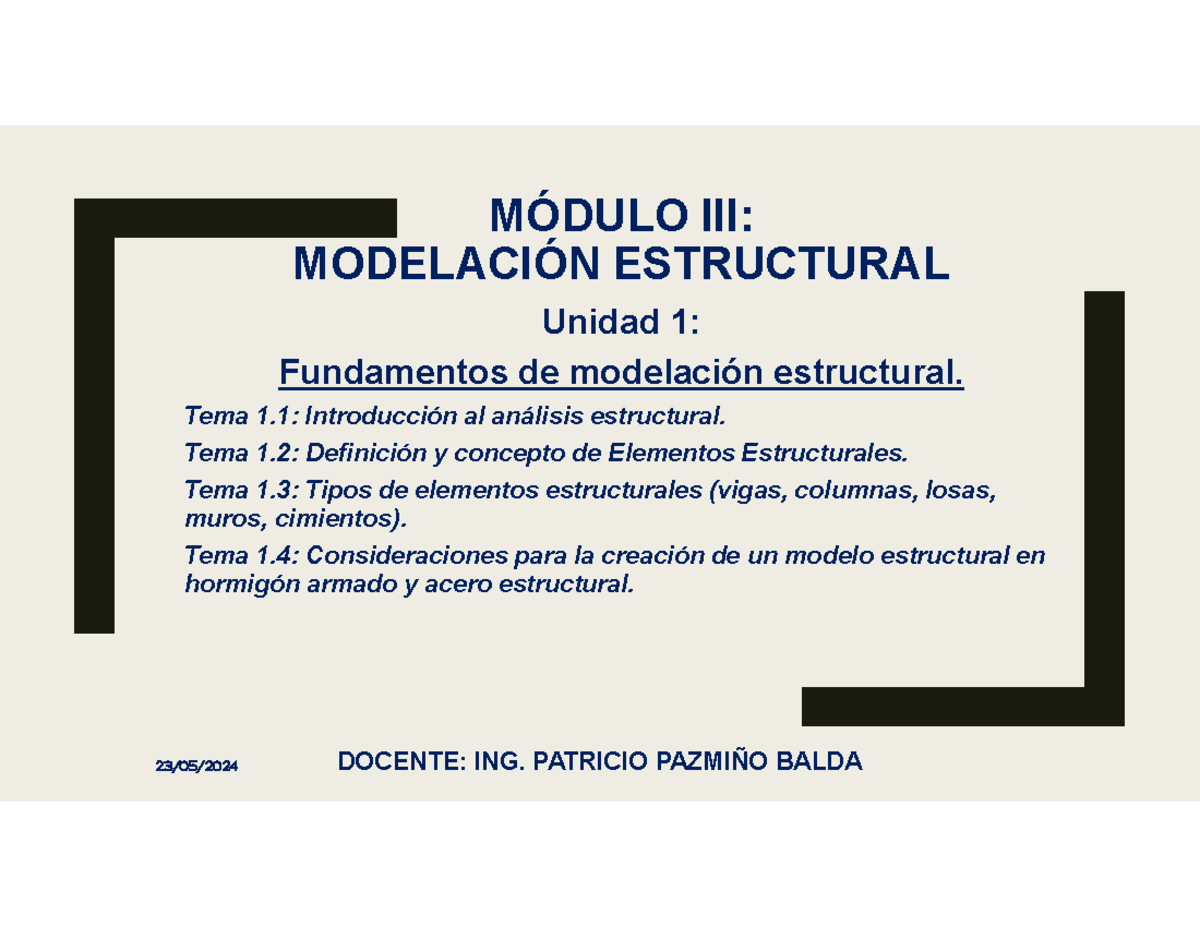 Proceso DE Analisis Estructural - MÓDULO III: MODELACIÓN ESTRUCTURAL ...