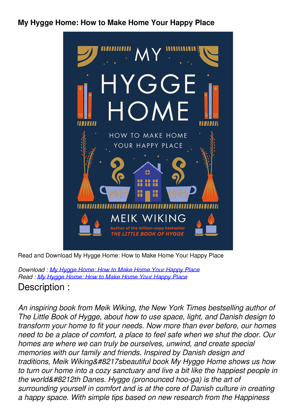 READ [PDF] My Hygge Home: How To Make Home Your Happy Place - My Hygge ...