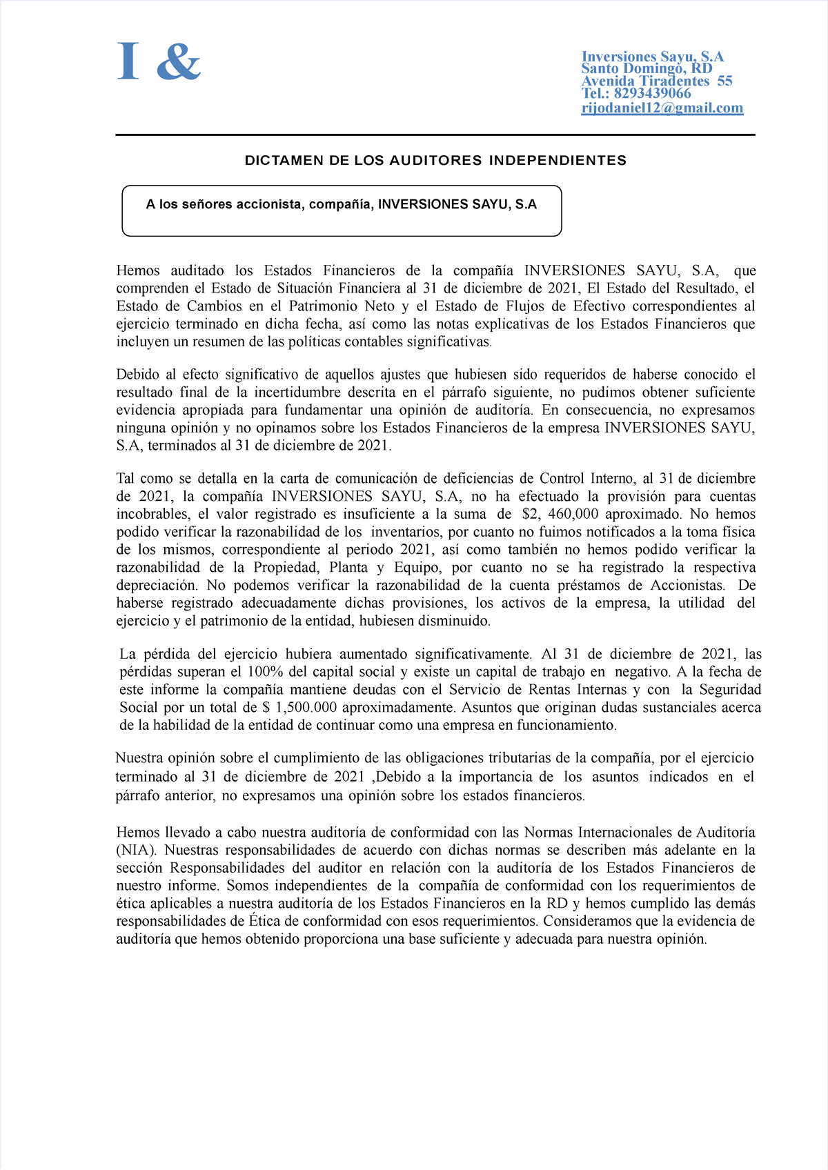 Dictamen Con Abstencion De Opinion Yulian Rijo 100422175 S1 Docx 1