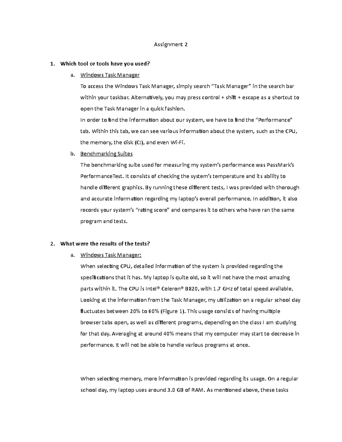 Assignment 2 Windows Task Manager To Access The Windows Task Manager