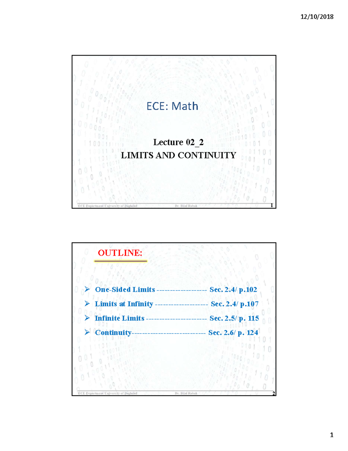 2 2 - chapter 2 of calculas 11 - 1 ECE: Math Lecture 02_ LIMITS AND ...
