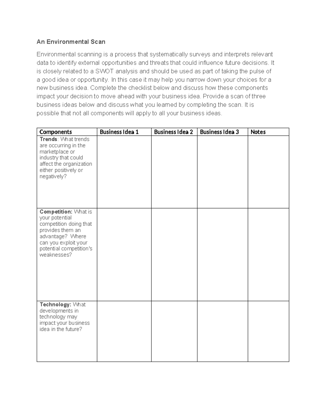 An Environmental Scan - An Environmental Scan Environmental scanning is ...