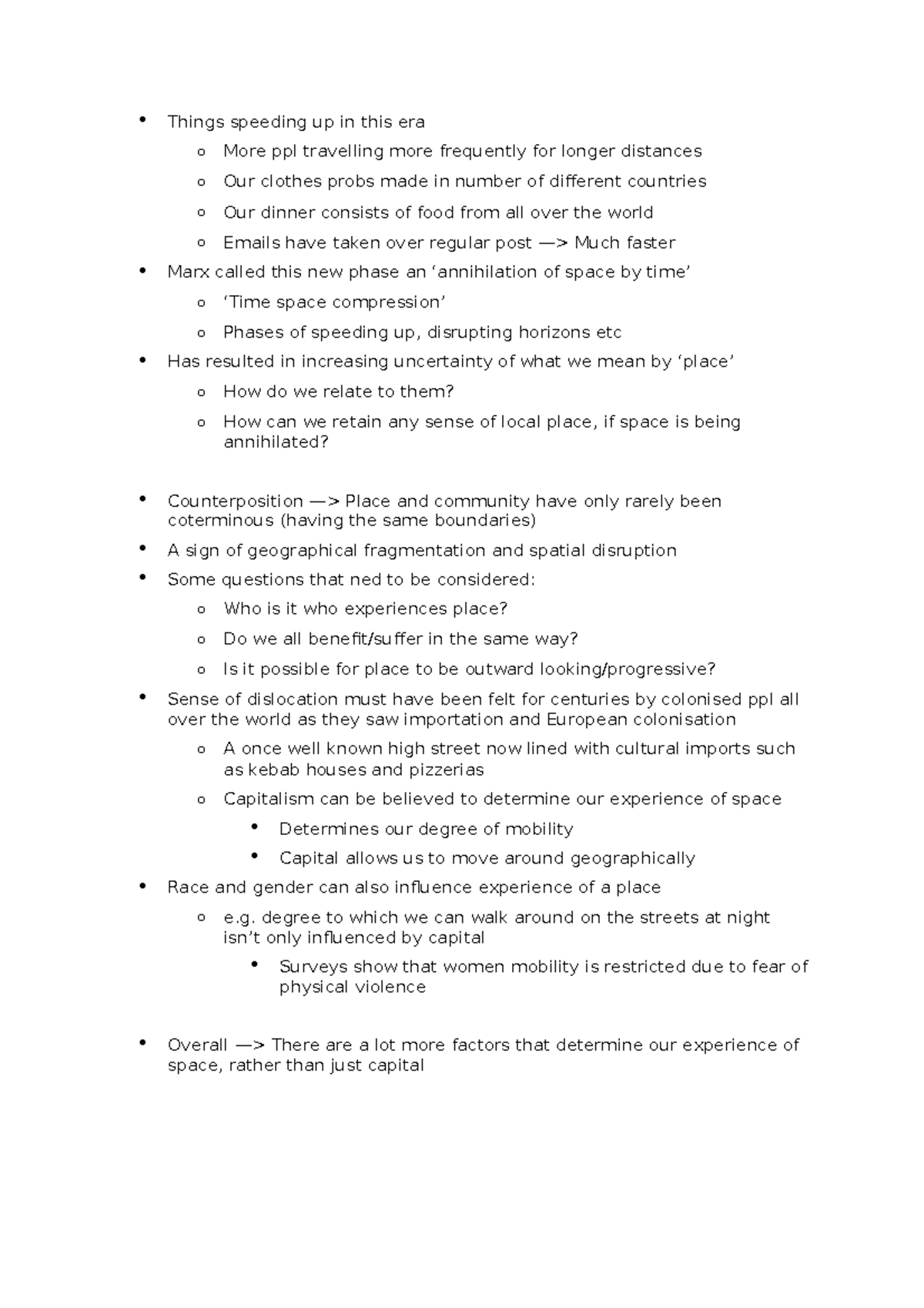 Global sense of place - topic 2 reading notes - Things speeding up in ...