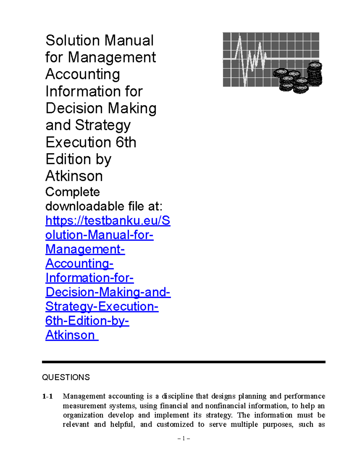 Chapter 1 -Solution Manual For Management Accounting - Solution Manual ...