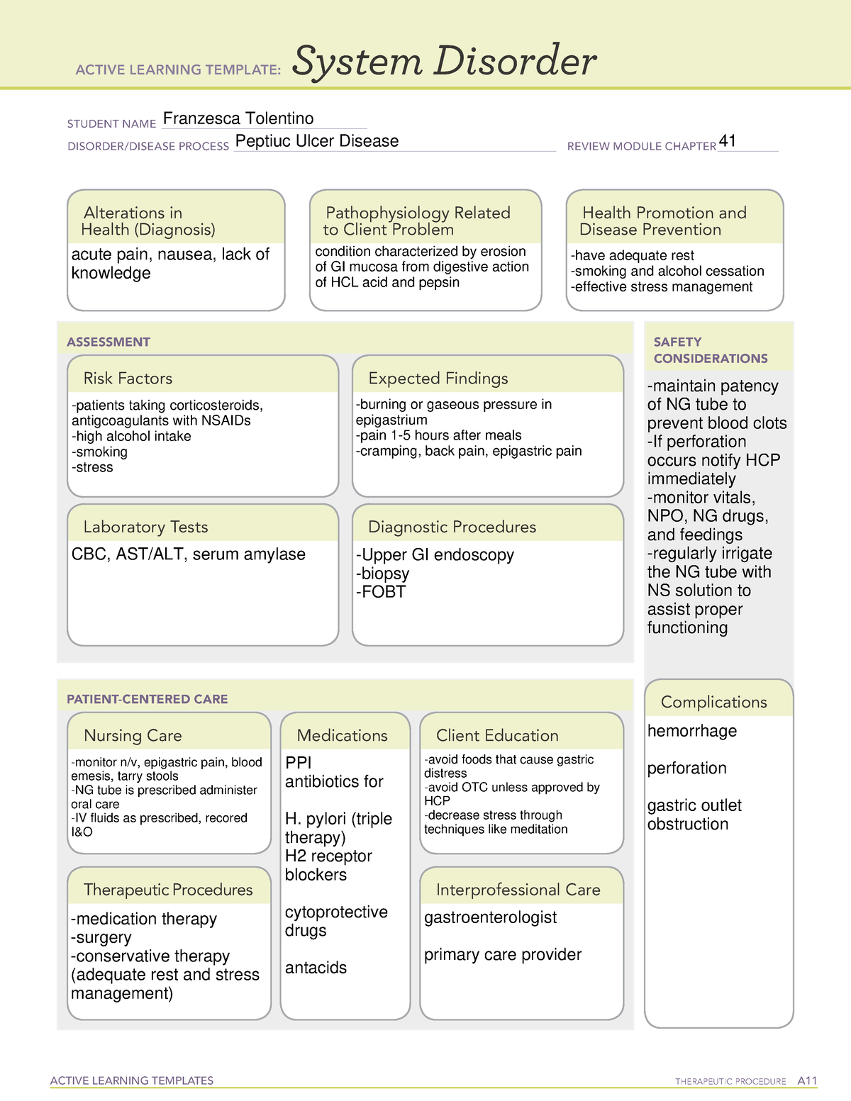 Active Learning Template sys Dis Pepticulcer - ACTIVE LEARNING ...