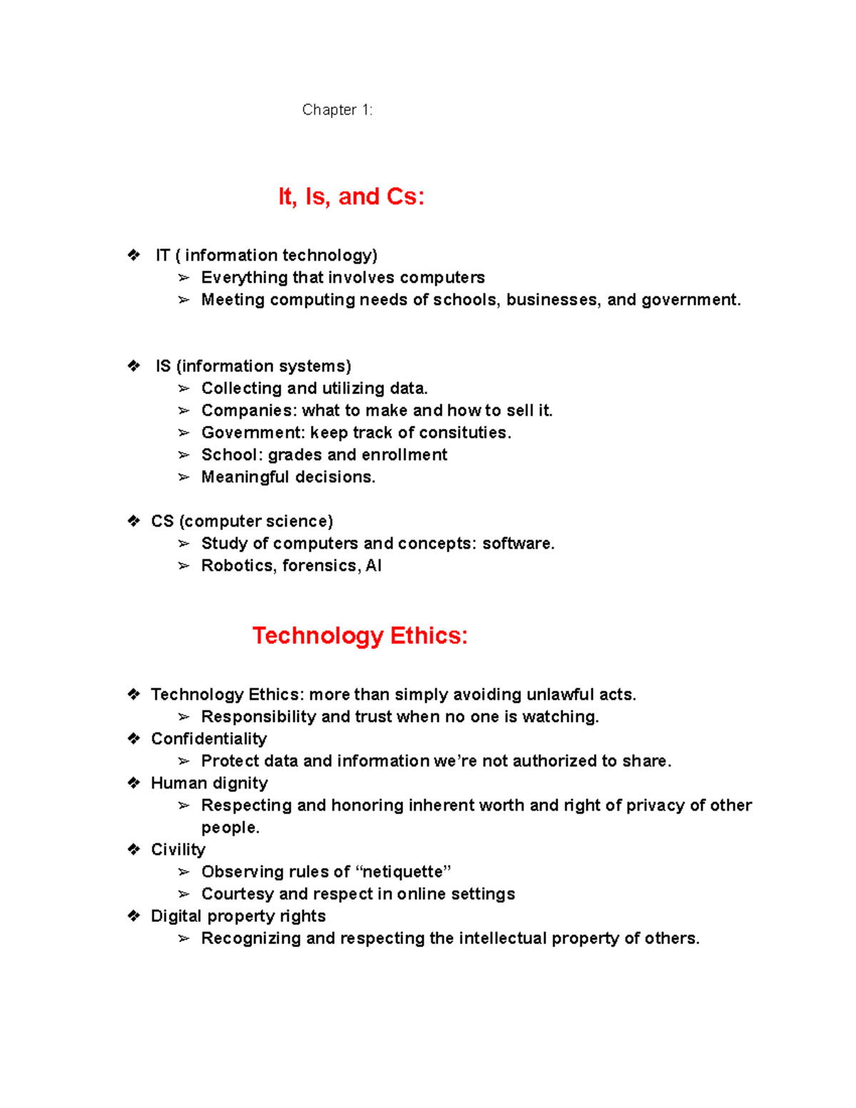 Chapter 1 - Chapter 1: It, Is, and Cs: IT ( information technology ...
