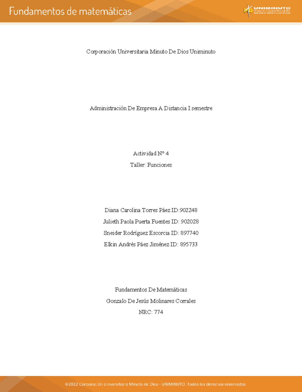 Diana matematica - ejercicios - Corporación Universitaria Minuto De ...