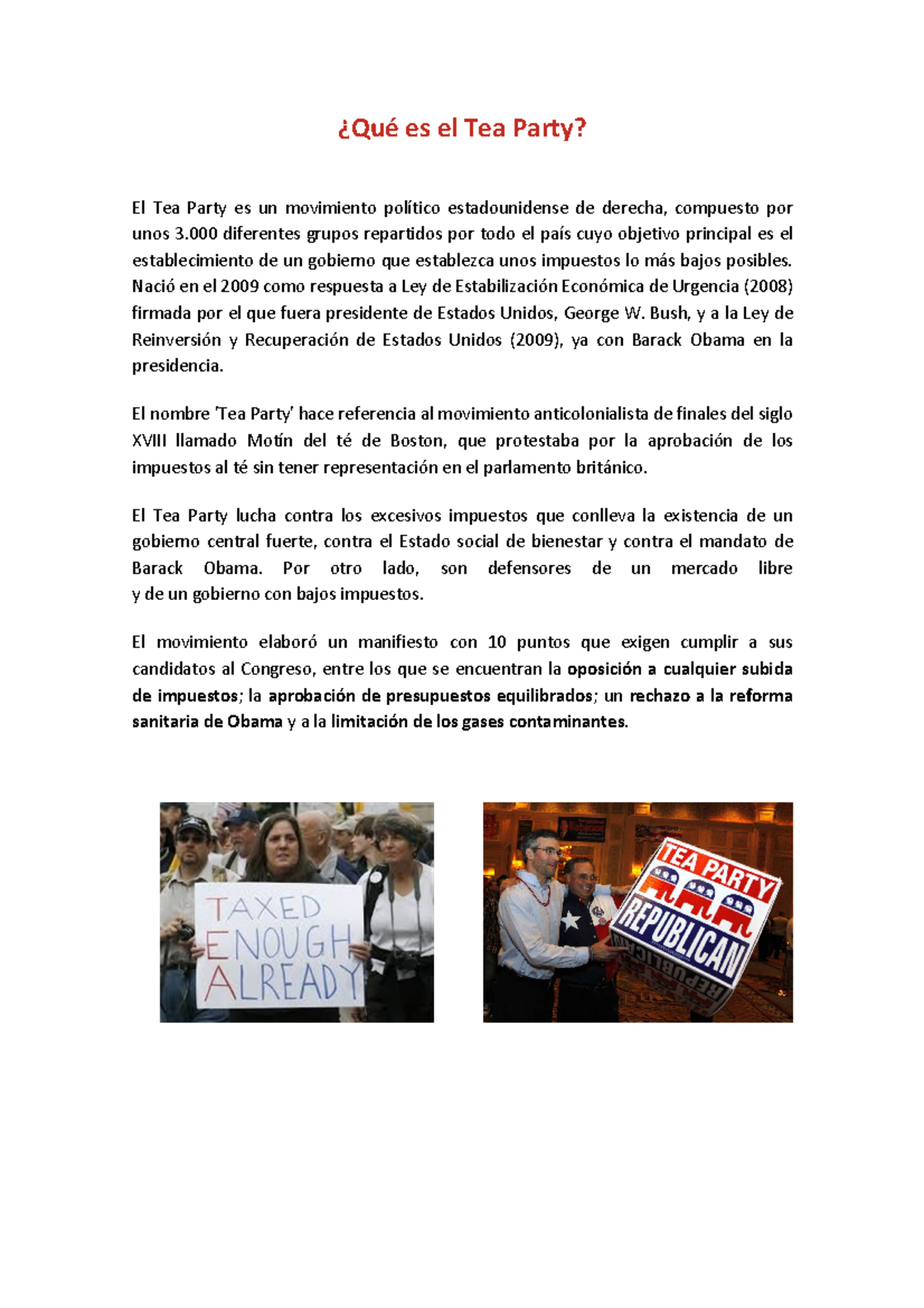 Tea party - ¿Qué es el Tea Party? El Tea Party es un movimiento ...