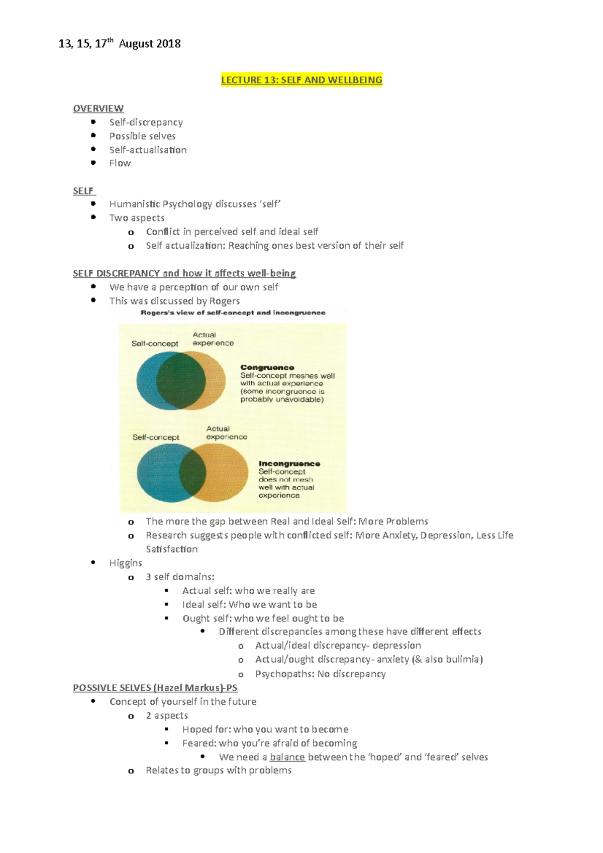 PSYC333 Week 5 - Individual lecture topics are mentioned in the ...
