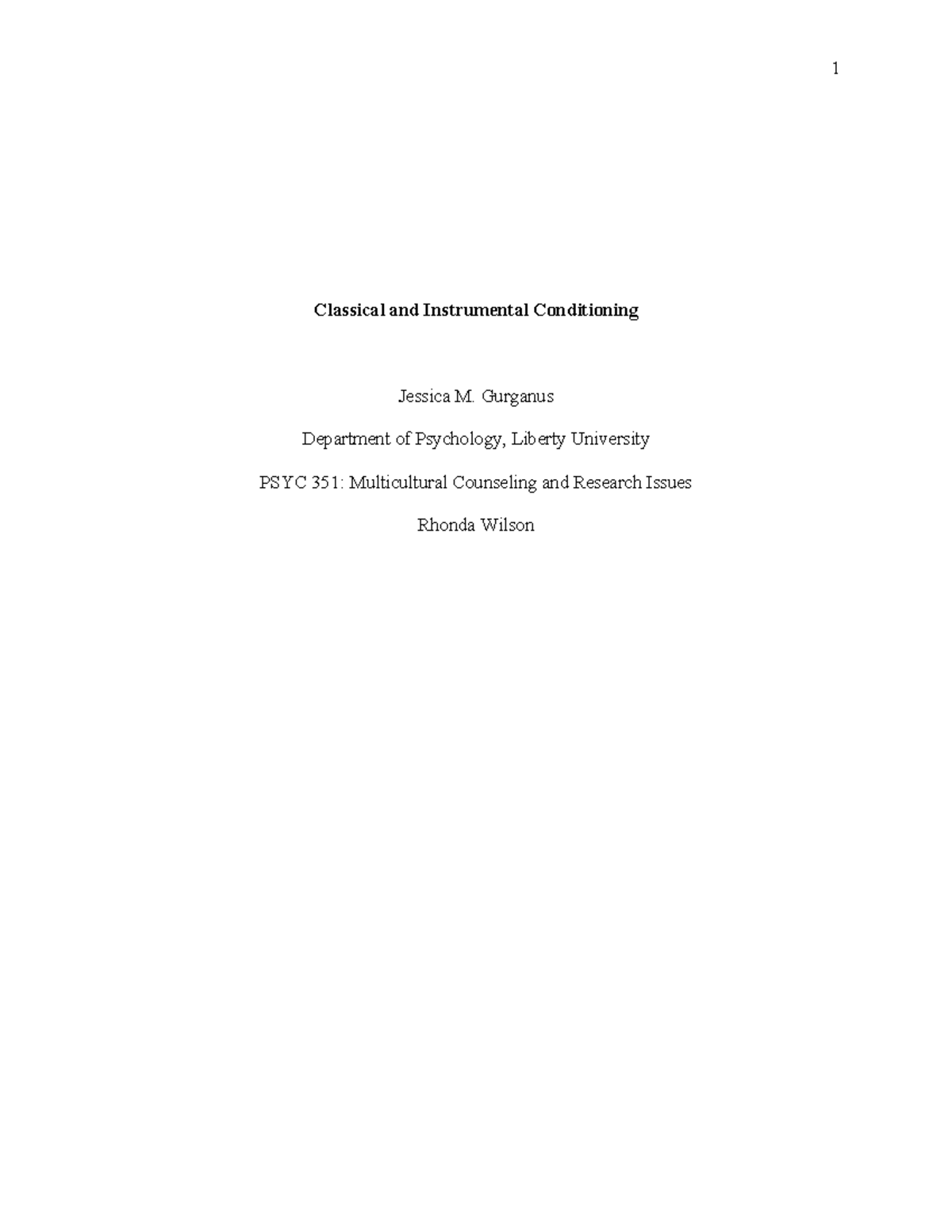 PSYC 365 Annotated Bibliography - Classical and Instrumental ...