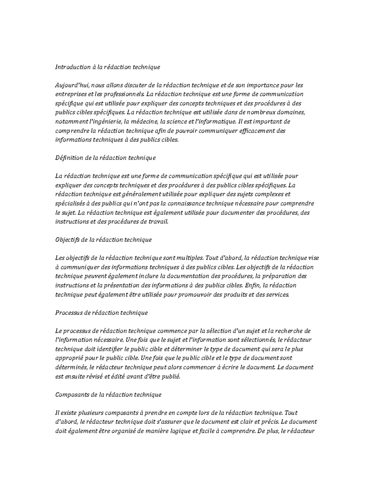 Technical Writing Study Notes - Introduction à la rédaction technique ...