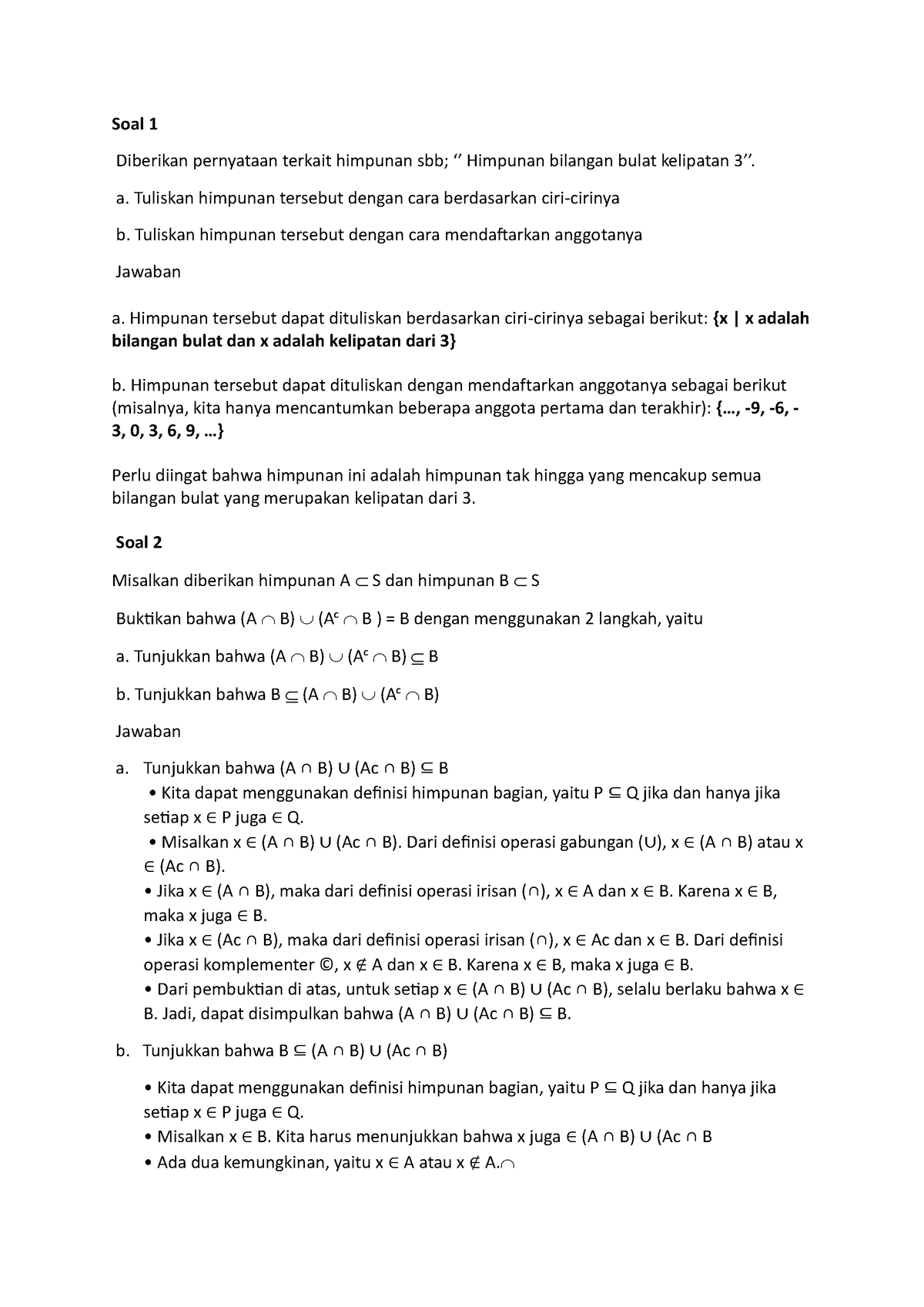 Pengantar Matematika. Tugas 1 - Soal 1 Diberikan Pernyataan Terkait ...