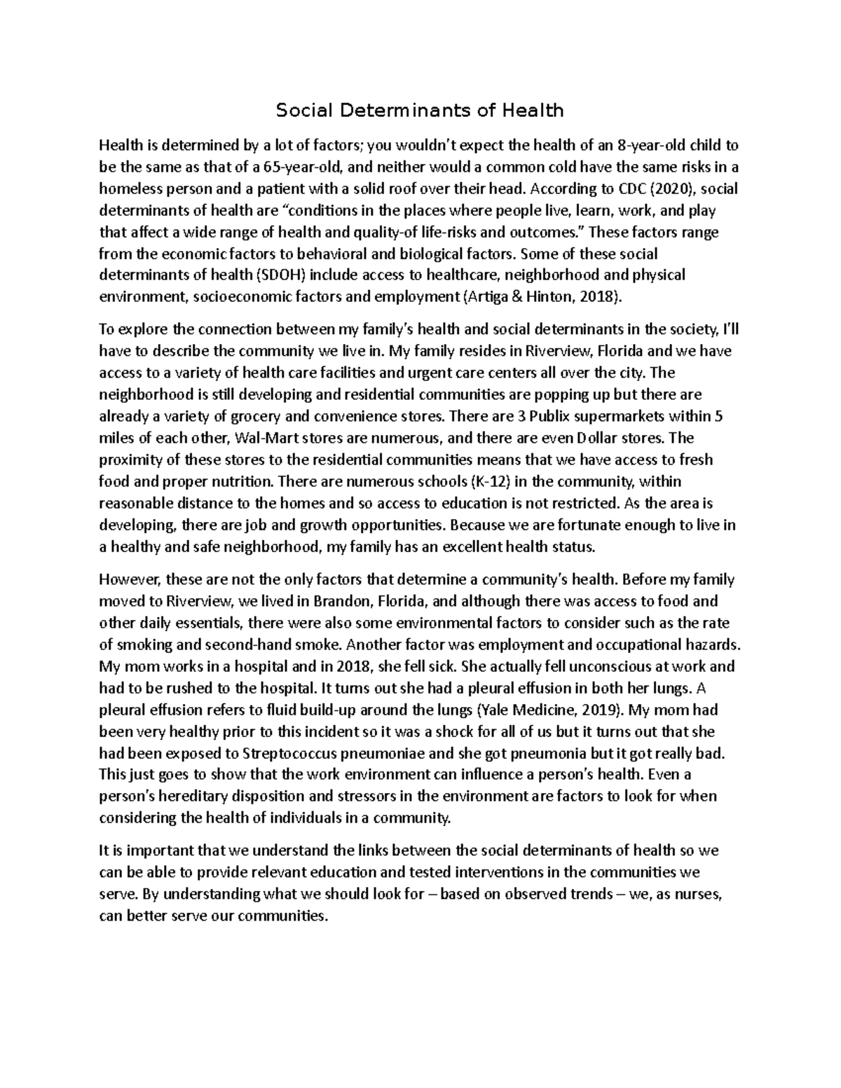 social determinants of health essay example