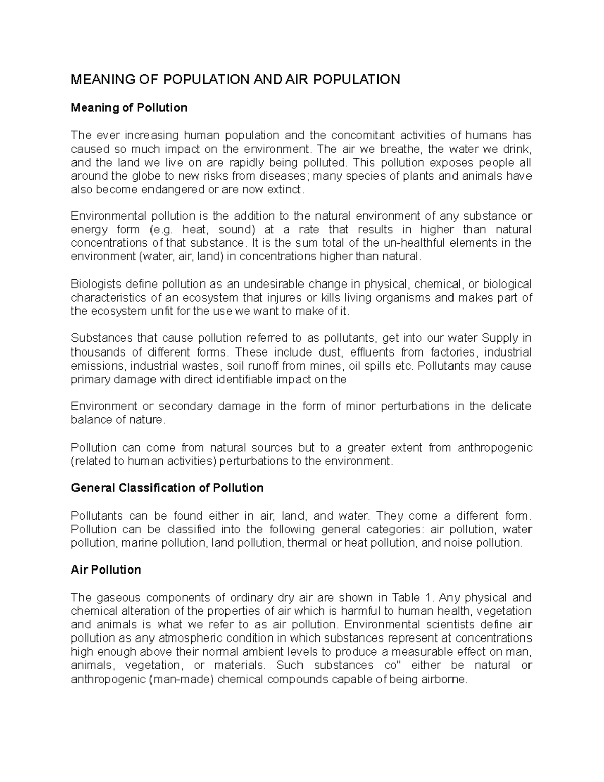 Meaning OF Population AND AIR Population - MEANING OF POPULATION AND ...