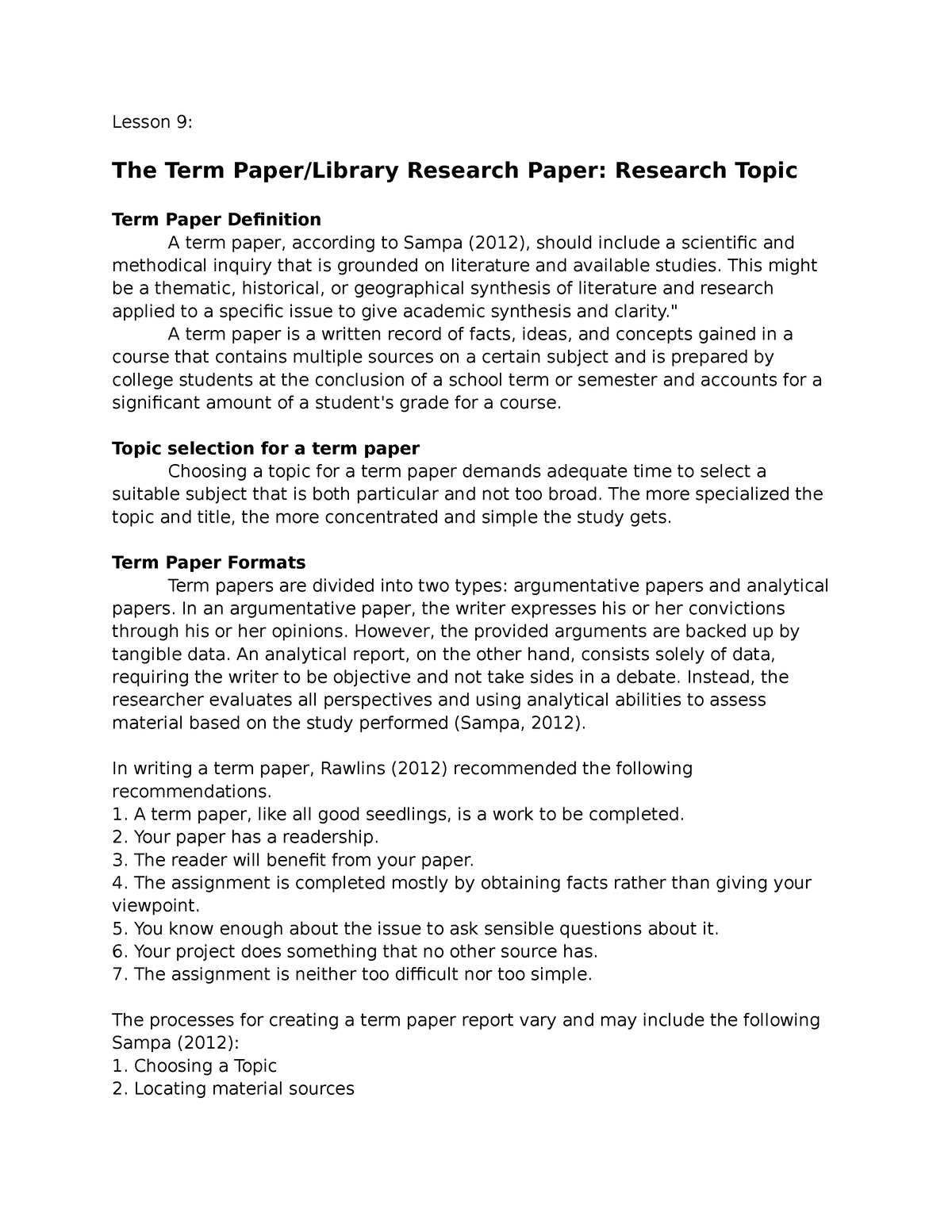 term paper research question