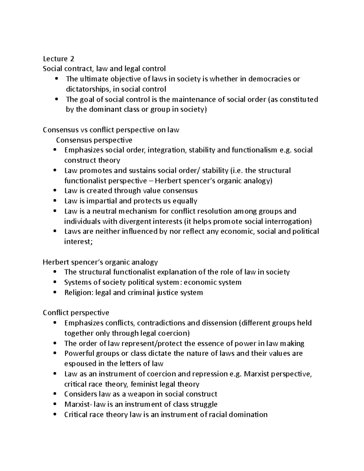 Lecture 2 2p33 - Lecture 2 Social contract, law and legal control The ...