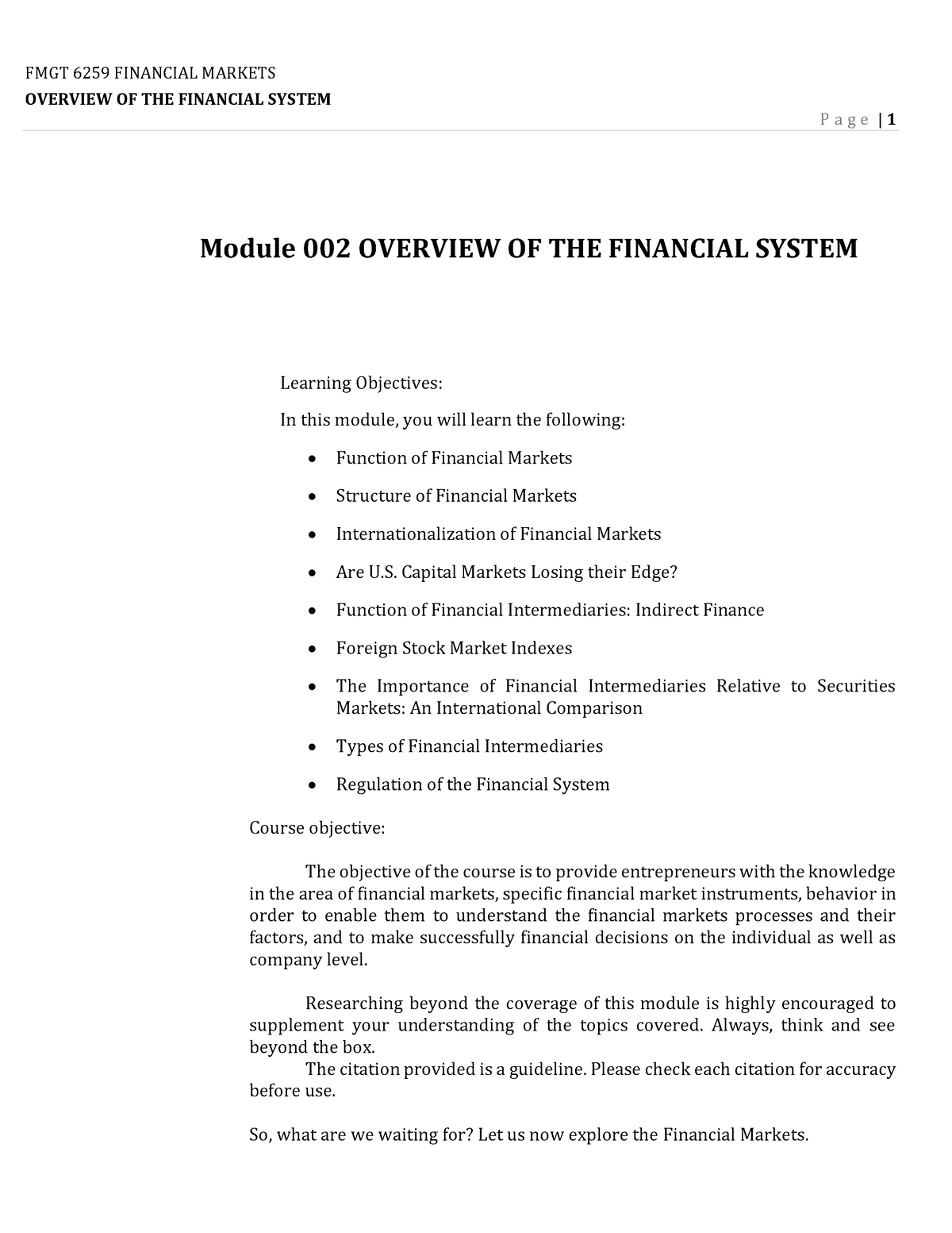 Module 2- Overview OF THE Financial System - Accountancy - Studocu