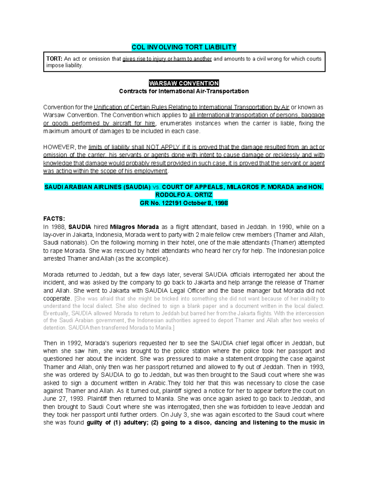 COL-Cases-7 - PRIVATE INTERNATIONAL LAW CASE DIGESTS - COL INVOLVING ...