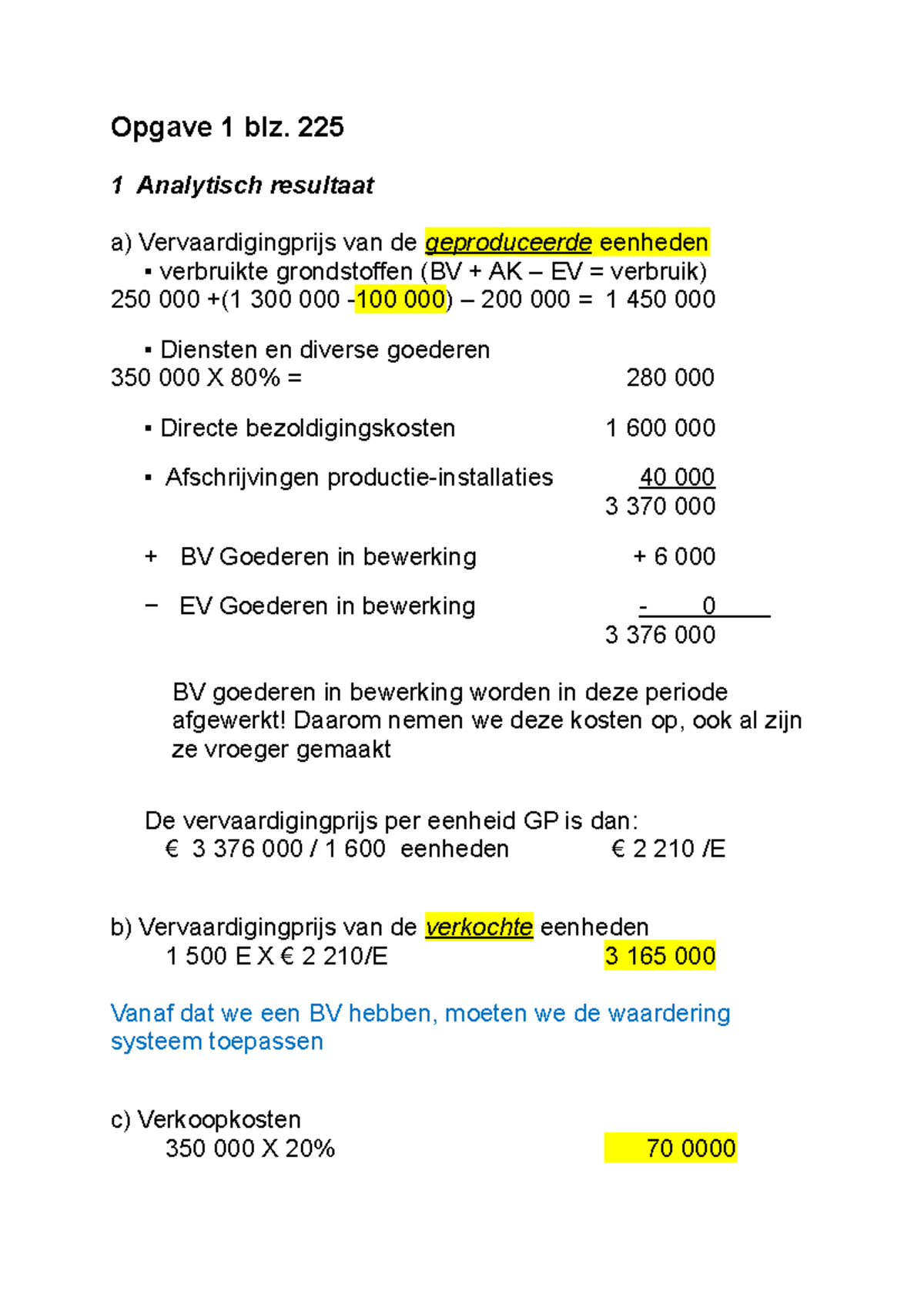 Opgave 1 Pag 225 - Opgave 1 Blz. 225 1 Analytisch Resultaat A ...