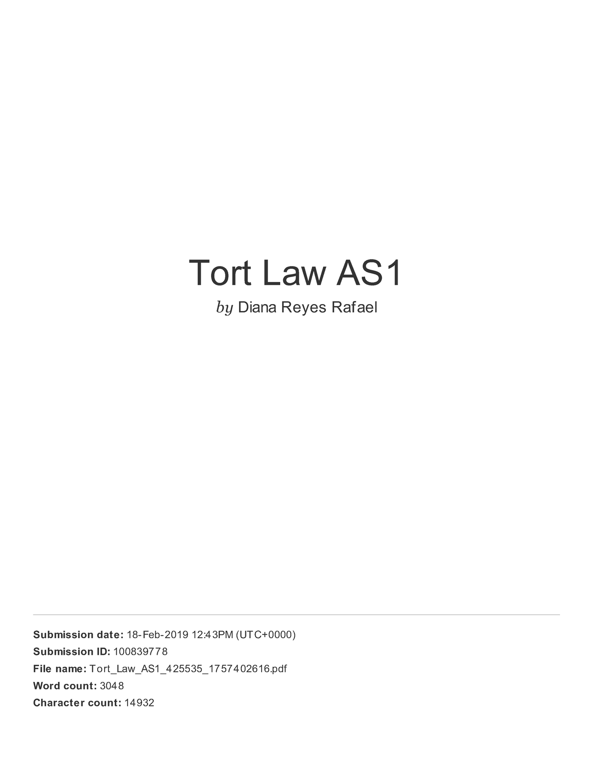 tort law assignment sample