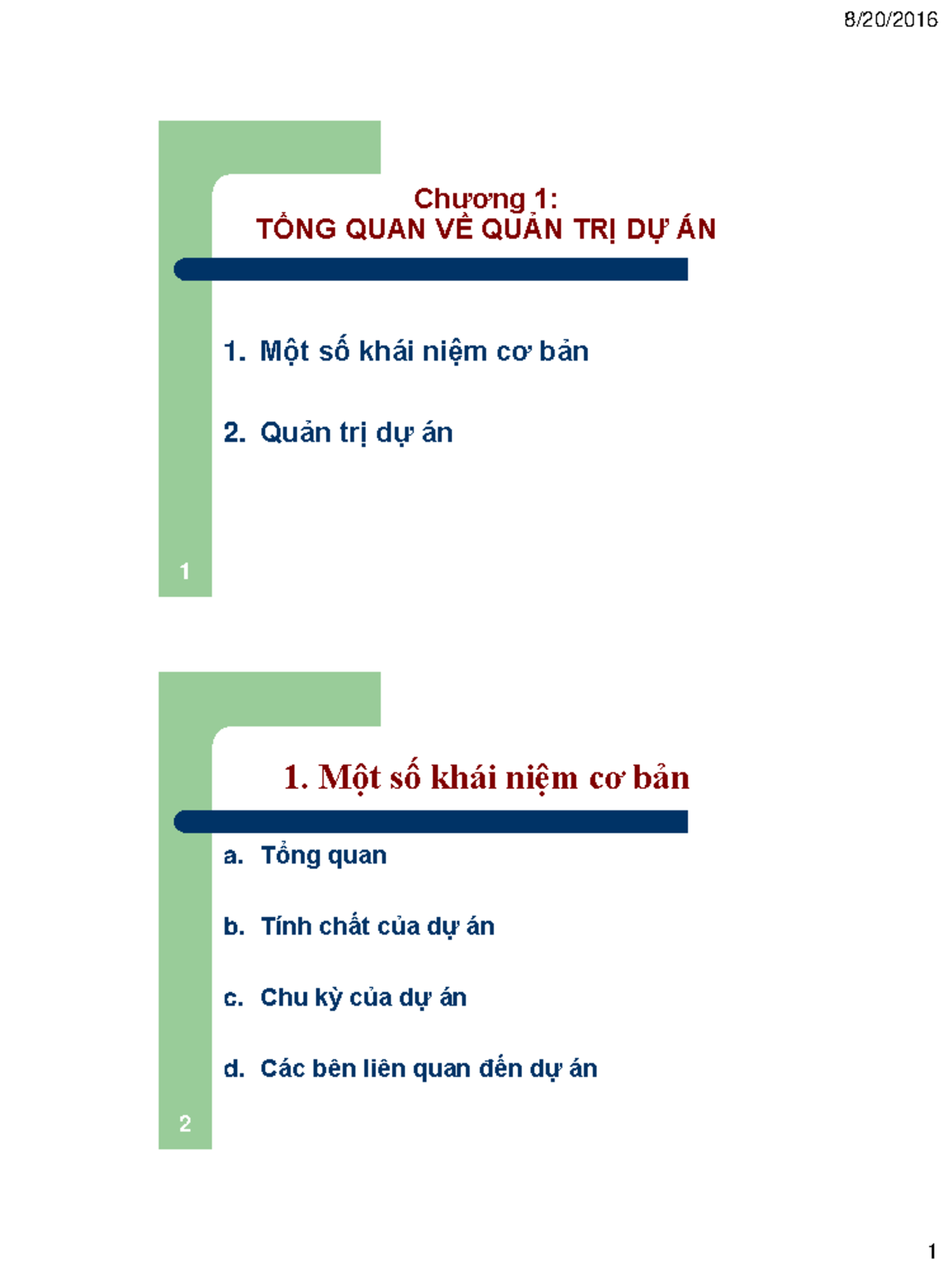 C1. TONG QUAN VE QTDA tong quat 1 Chương 1 TỔNG QUAN VỀ QUẢN TRỊ