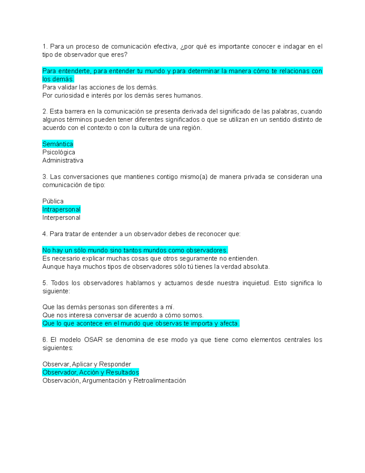 Ejercicio unidad 1 - Para un proceso de comunicación efectiva, ¿por qué ...