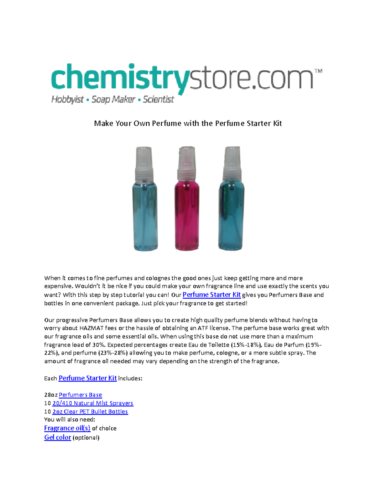 Make Your Own Fragrance Kit Make Your Own Perfume with the Perfume