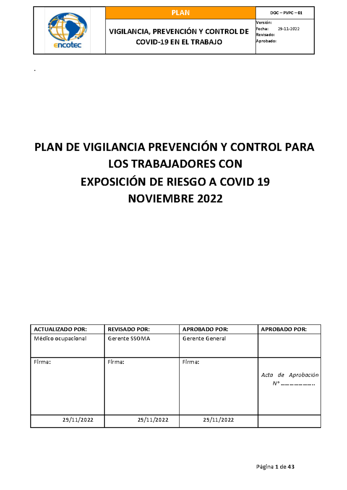 Plan para la vigilancia prevención y control de covid-19 - PLAN DOC ...