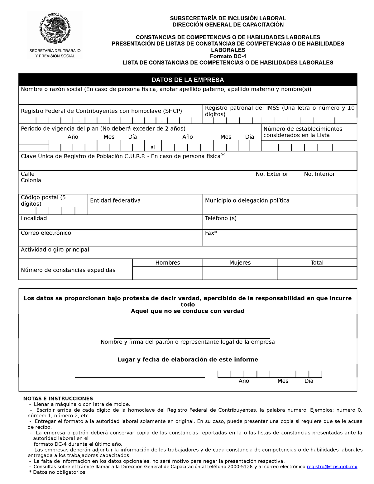 DC-4 Reforma - FORMATO DC-4 STPS - SUBSECRETARÍA DE INCLUSIÓN LABORAL ...
