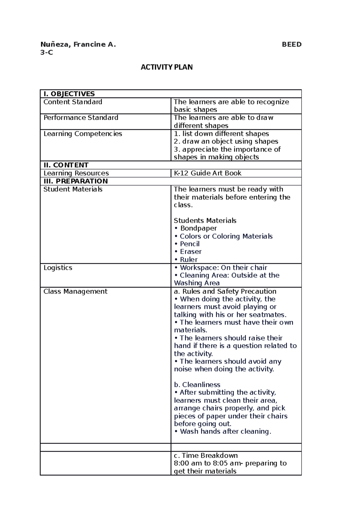 Activity-PLAN - Activity Plan - Nuñeza, Francine A. BEED 3-C ACTIVITY ...