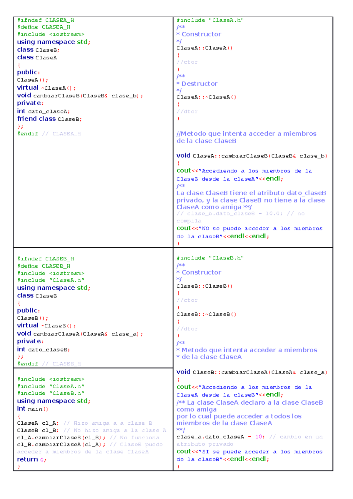 Clase amiga - #ifndef CLASEA_H #define CLASEA_H #include using ...