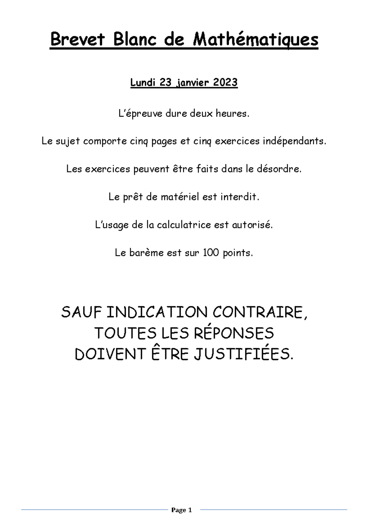 Brevet blanc math college raymond queneau janvier 2023 - Brevet Blanc ...