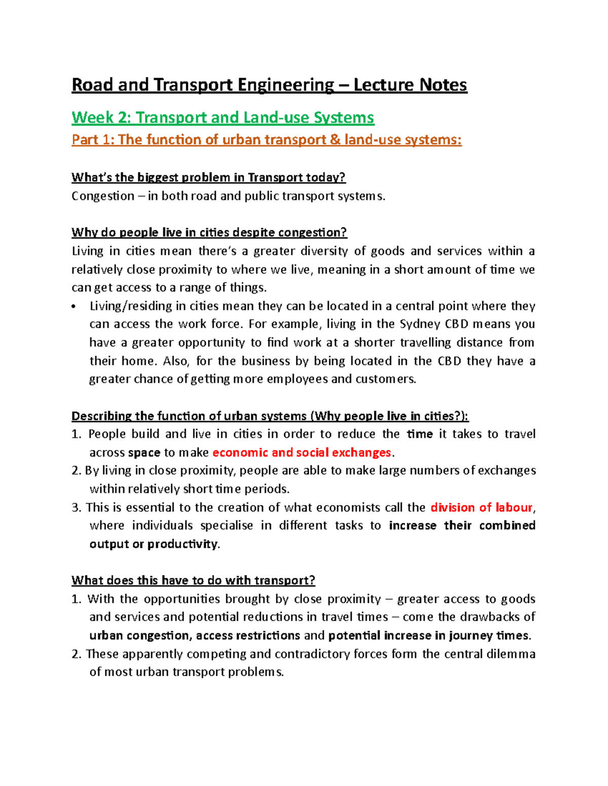 Road And Transport Engineering - Week 2 Lecture Notes - Road And ...