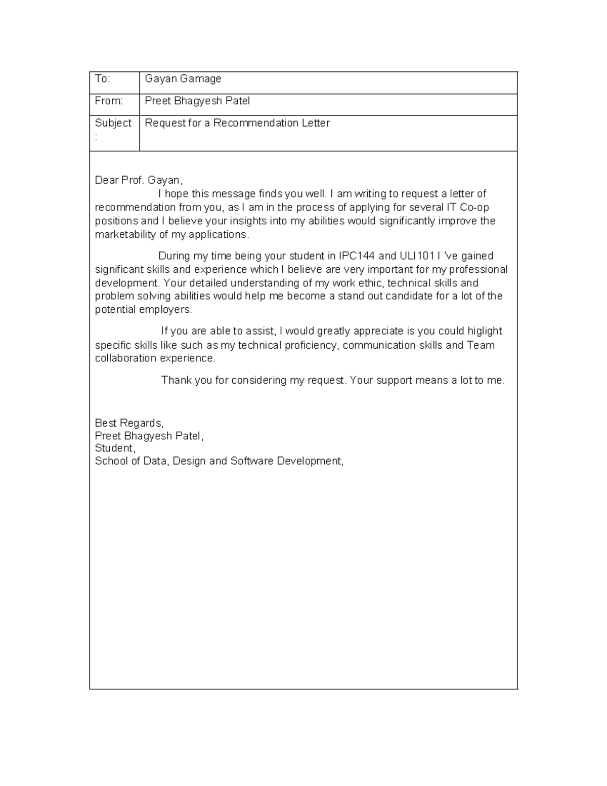 Emailassignmenttemplate (1) - To: Gayan Gamage From: Preet Bhagyesh ...