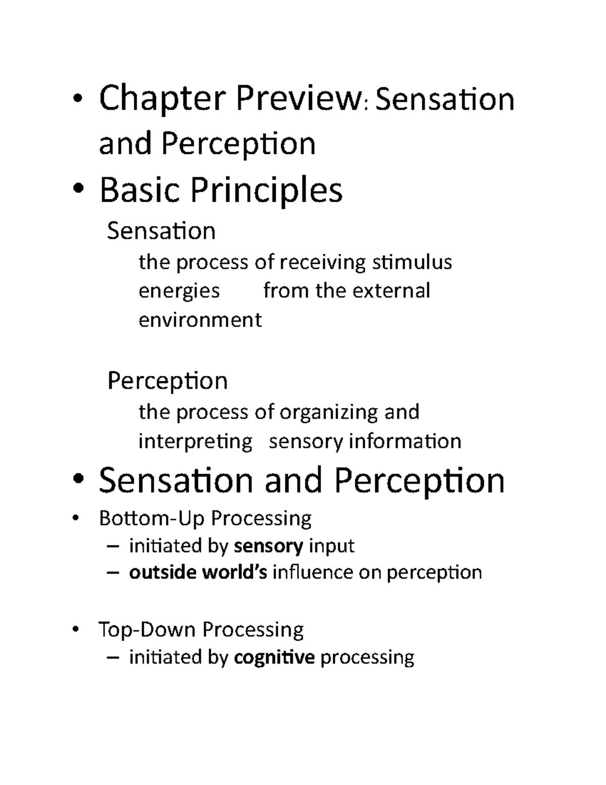 Chapter 4 Notes - Sensation And Perception - • Chapter Preview ...