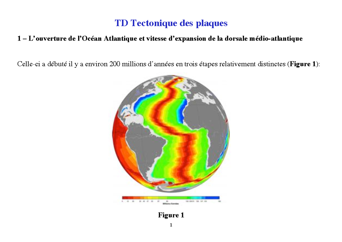 TD n°5 Tectonique des Plaques corrigé de M.Lecuyer en géosciences 1