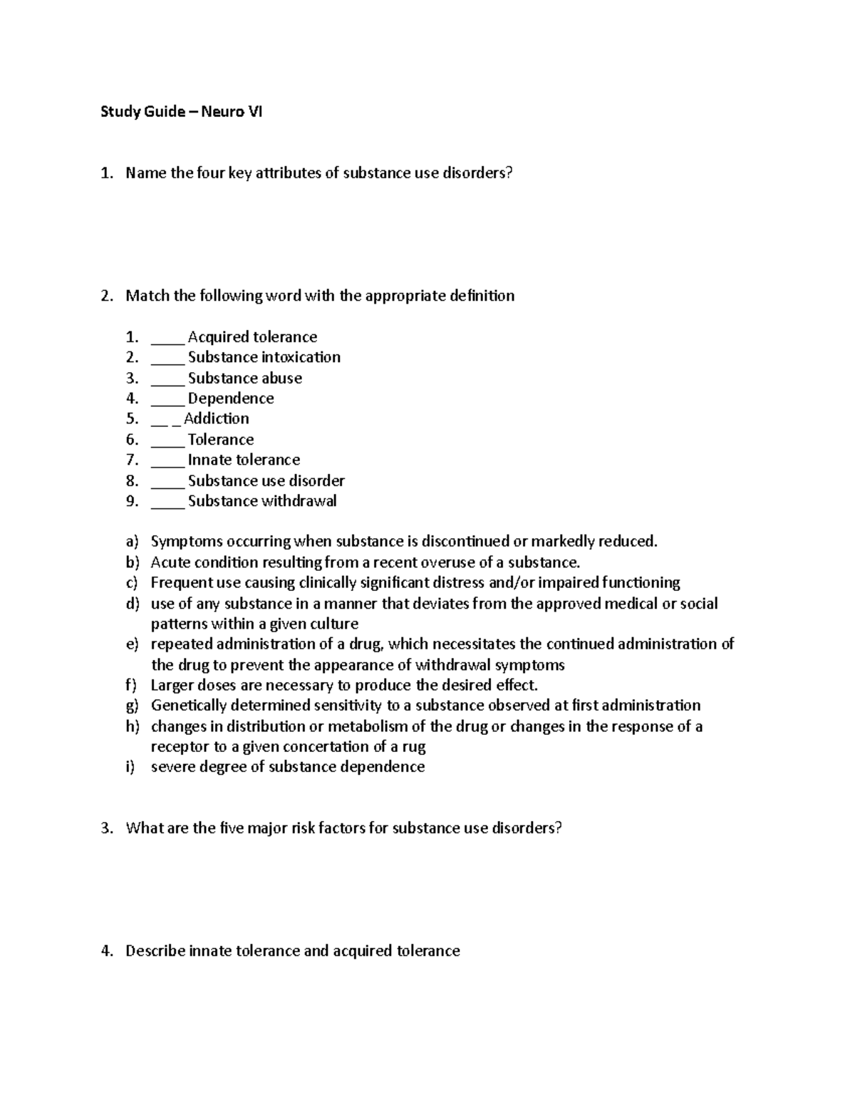 Study Guide Neuro VI Lecture Study Guide Neuro VI Lecture - Study Guide ...